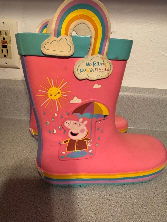 Peppa Pig Other - Peppa Pig Pink Rainbow Handle Kids Rain Boots size 11-12